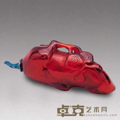 清 琥珀梅花形随形烟壶 高9cm